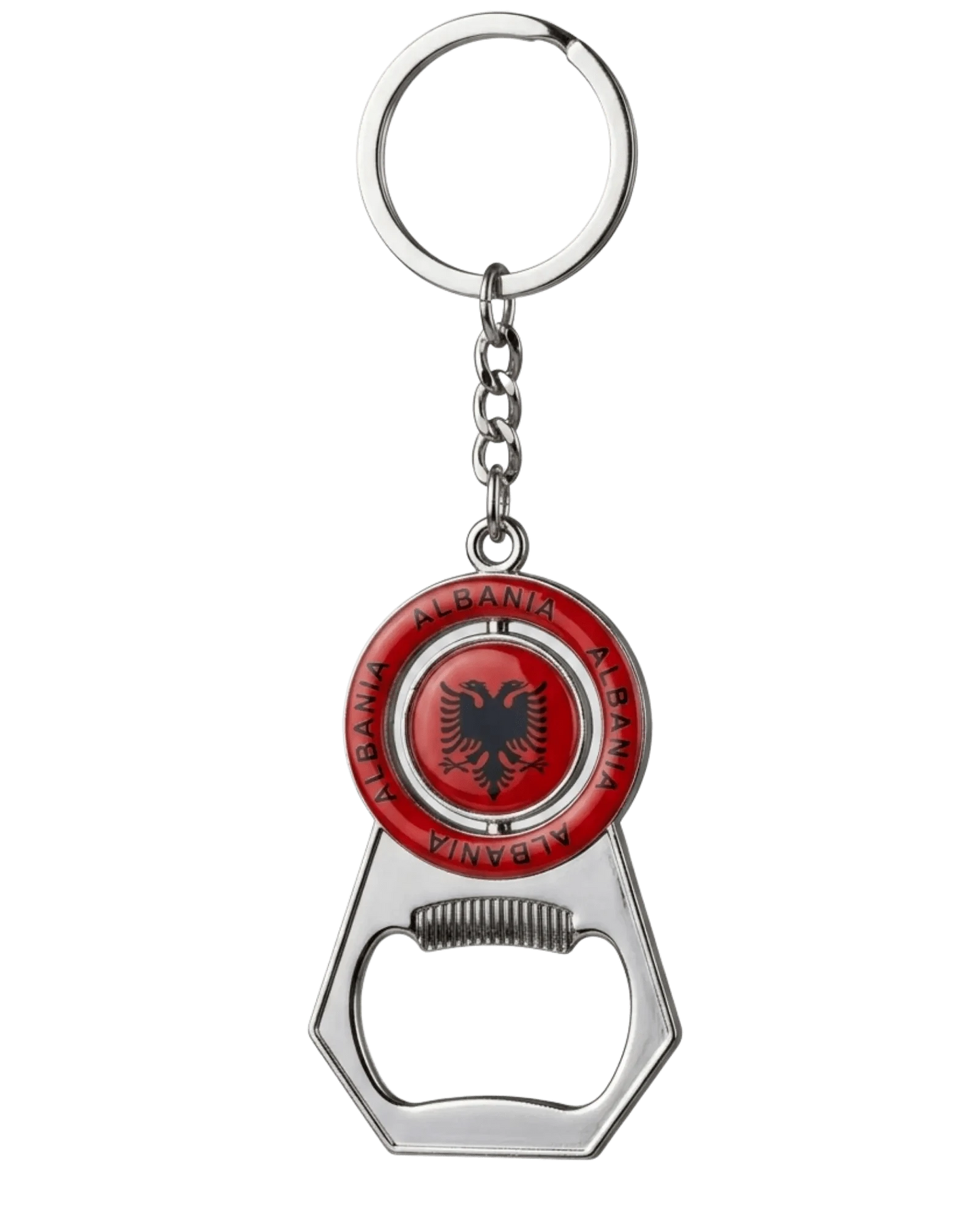 UÇK Flaschenöffner & Schlüsselanhänger – Drehbarer Spinner mit Wappen - Albanien Shop
