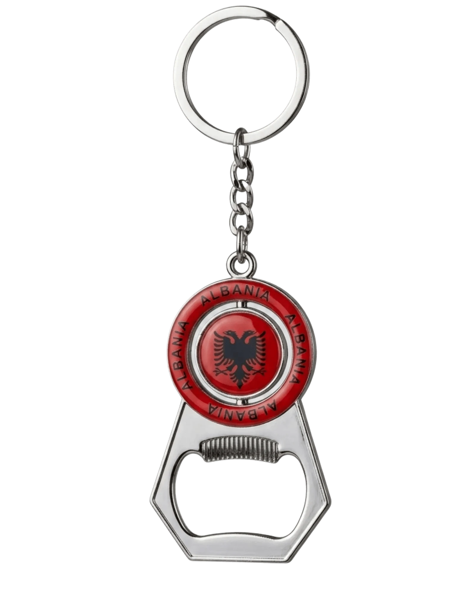 UÇK Flaschenöffner & Schlüsselanhänger – Drehbarer Spinner mit Wappen - Albanien Shop