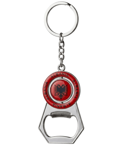 UÇK Flaschenöffner & Schlüsselanhänger – Drehbarer Spinner mit Wappen - Albanien Shop