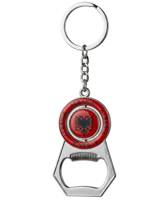 UÇK Flaschenöffner & Schlüsselanhänger – Drehbarer Spinner mit Wappen - Albanien Shop