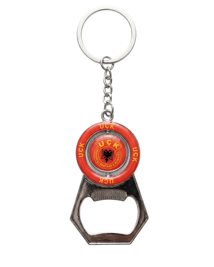 UÇK Flaschenöffner Schlüsselanhänger mit drehbarem UÇK Emblem aus Metall